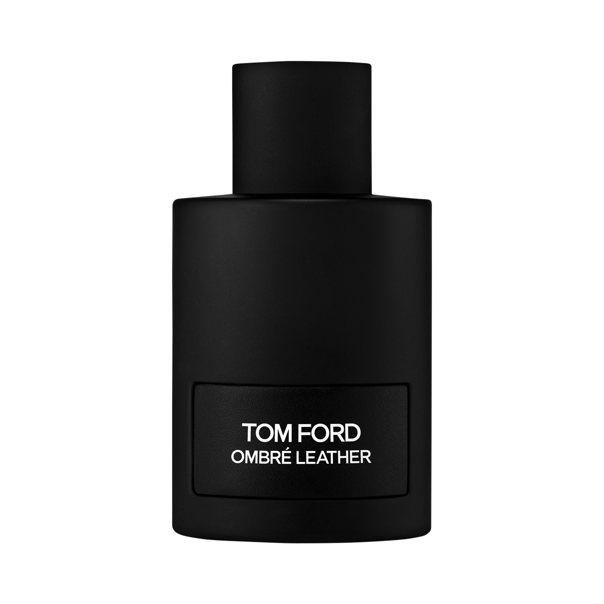 Black Tom Ford Ombre Leather perfume bottle on a white background